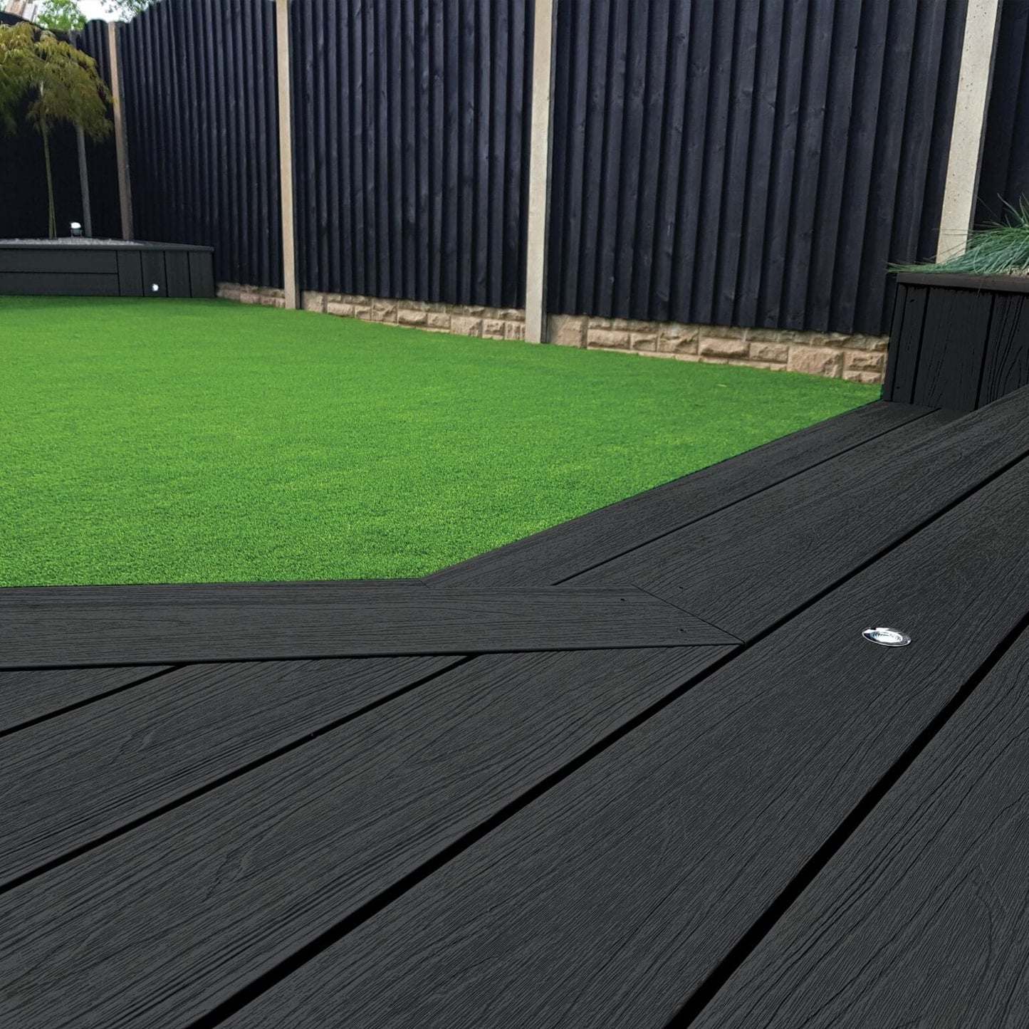Durable artificial lumber made from composite material, perfect for modern garden decks