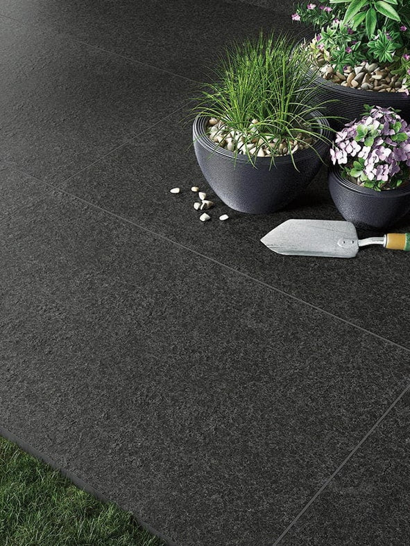 Black Basalt Porcelain Paving Slabs 900x600x20 mm (21.6 SQM, 40 Slabs Per Pack)