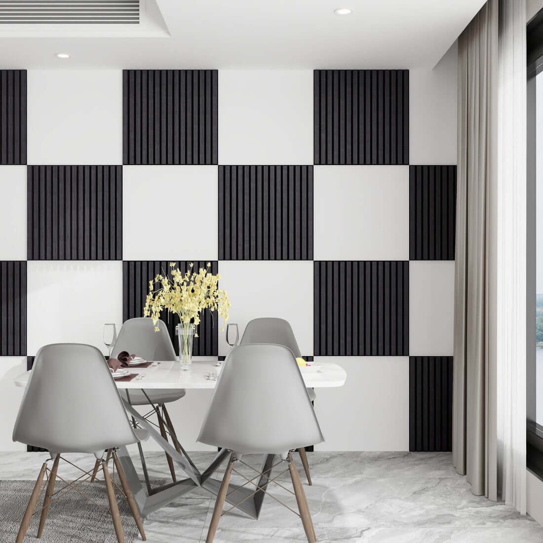 Black acoustic wall panels 60cm x 60cm for soundproof interiors
