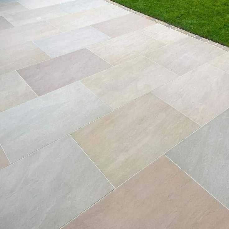 Bristol Green porcelain paving slabs, subtle green grey tones for stylish patios.