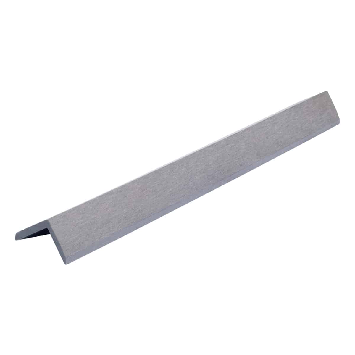 Composite decking corner trim in matching colour, used for neat edge finishing on decking installations