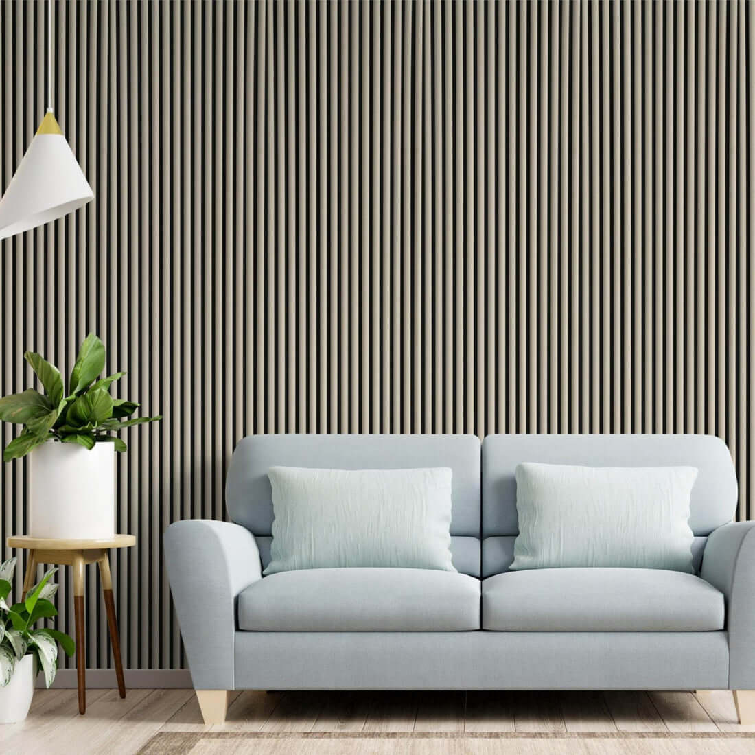 Cream curved acoustic panel 240cm x 60cm for elegant interior decor