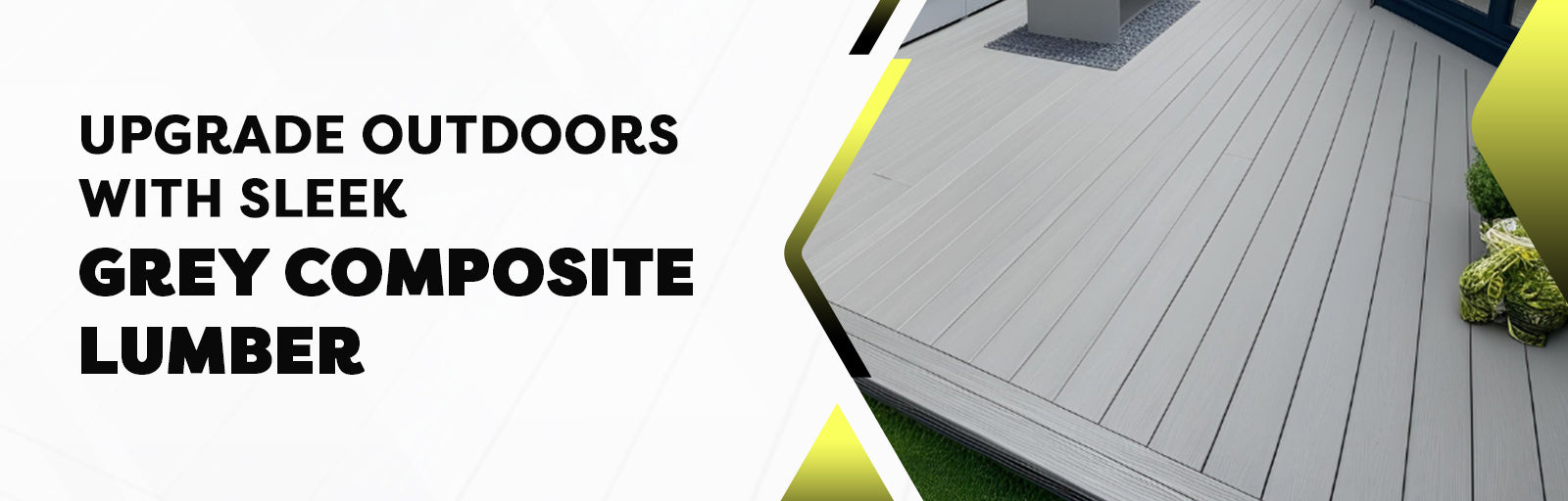 Weather resistant composite decking in a rich grey finish for garden areas