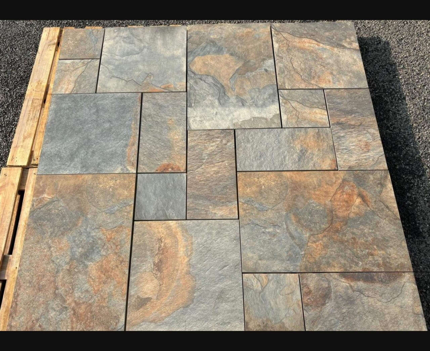 Close-up of Exeter Bronze porcelain patio slabs texture
