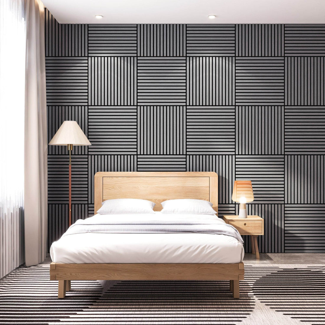 Grey acoustic wall panels 60cm x 60cm for modern interiors