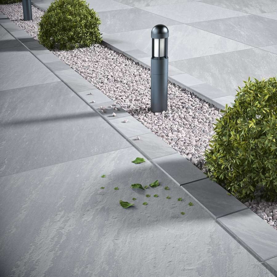 Porcelain edging setts in Kandla Grey, durable stone effect borders for modern landscaping.