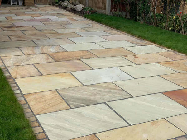 Natural Mint Fossil Flagstone, Indian sandstone for garden and outdoor paving.