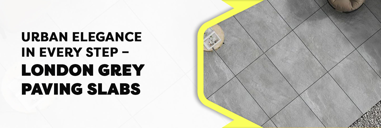 Grey patio slabs are used to create a stylish garden walkway