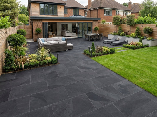 Brazilian Black Porcelain Paving Slabs 900x600x20 mm (21.6 SQM, 40 Slabs Per Pack)