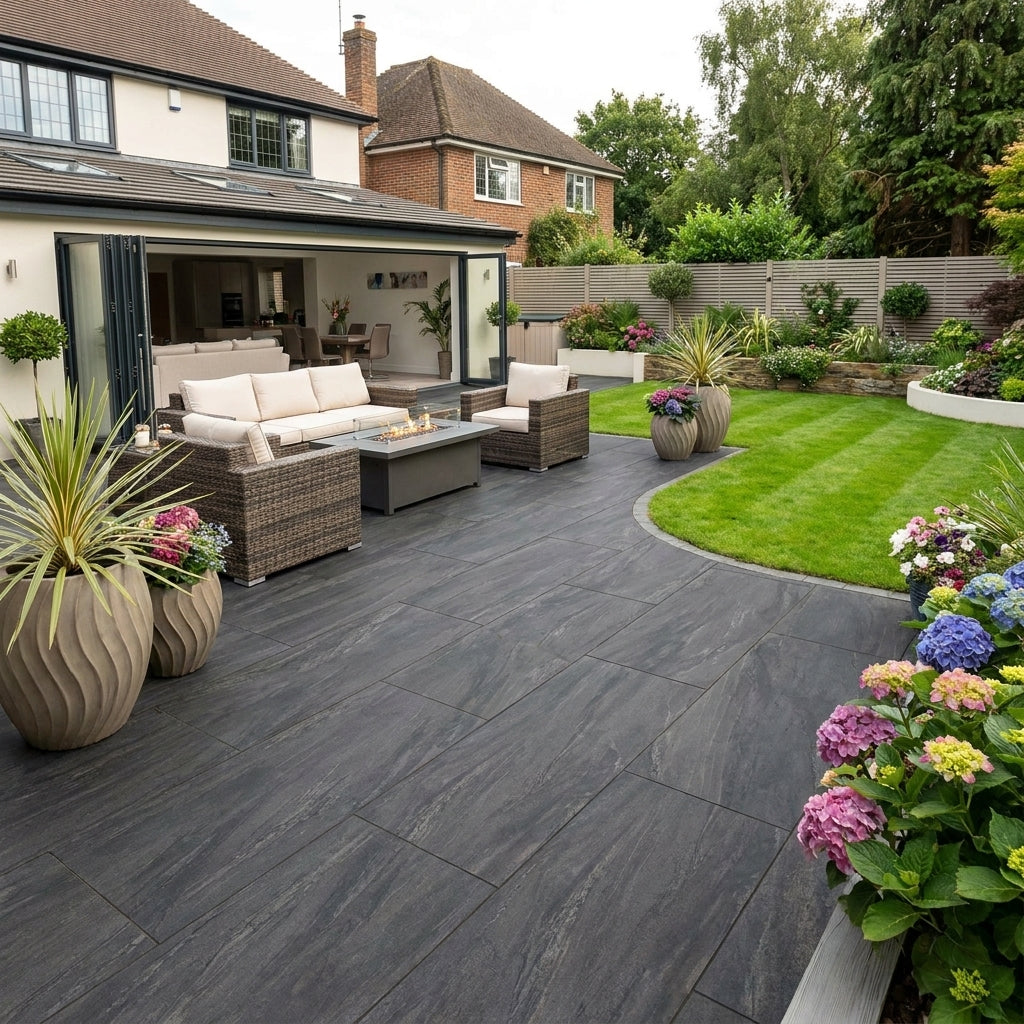 Anthracite Dark Porcelain Paving Slabs 900x600x20 mm (21.6 SQM, 40 Slabs Per Pack)