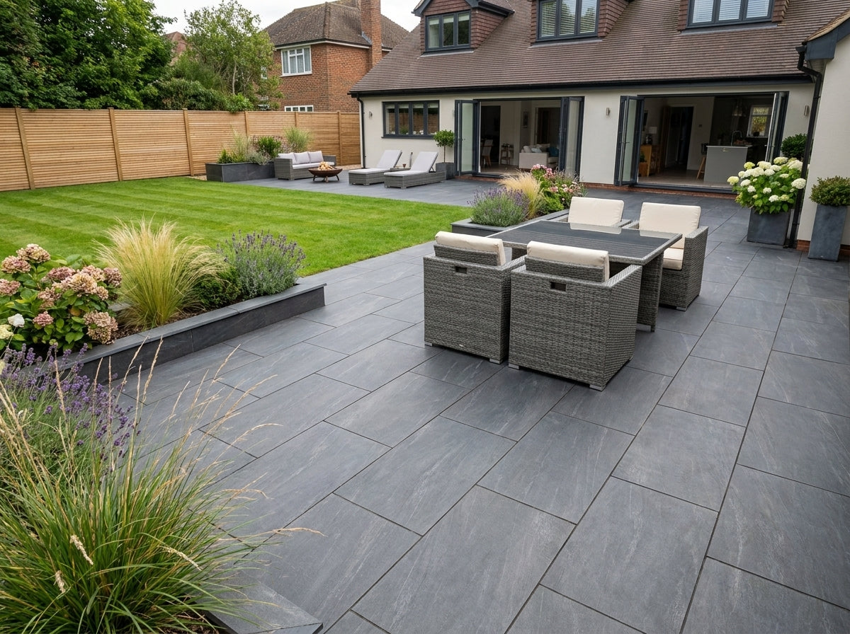 Anthracite Dark Porcelain Paving Slabs 600x600x20 mm (21.6 SQM, 60 Slabs Per Pack)