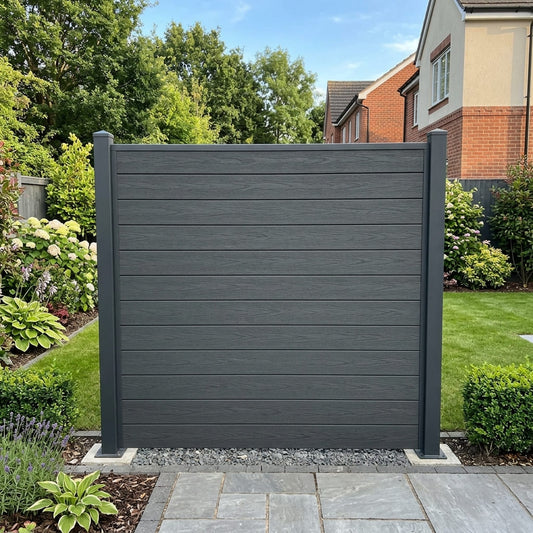 Anthracite dark grey composite fence kit for residential gardens