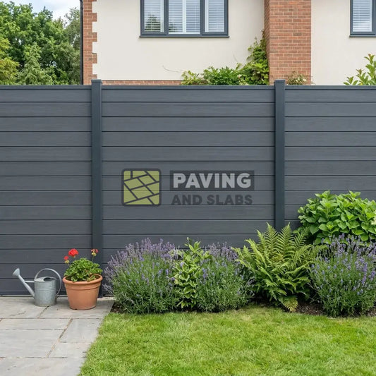 Anthracite dark composite fencing panel boards UK for modern outdoor privacy screening