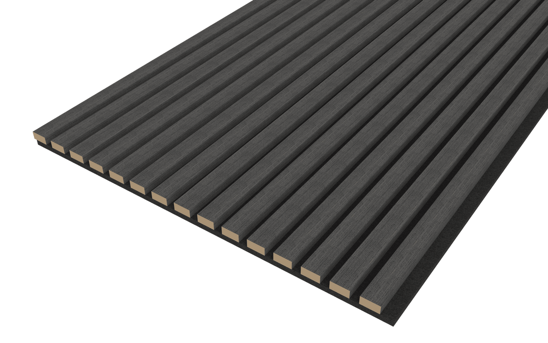 Black Acoustic Wood Wall Panel Thin Slat Series 1 - 240x60cm