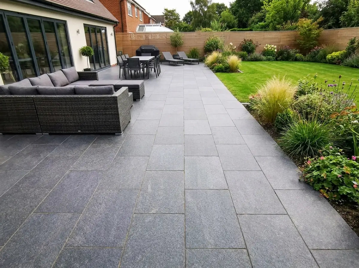 Black granite patio pack stone paving slabs near me for garden patios