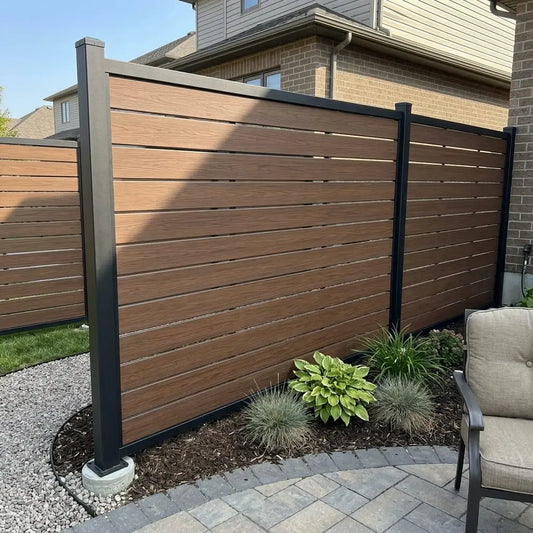 Chocolate brown composite fencing kit for durable garden boundaries UK