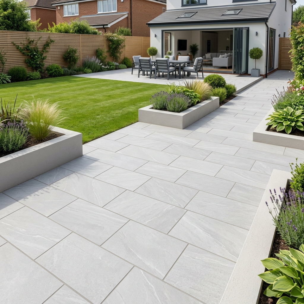 Crossover White Porcelain Paving Slabs 900x600x20 mm (21.6 SQM, 40 Slabs Per Pack)