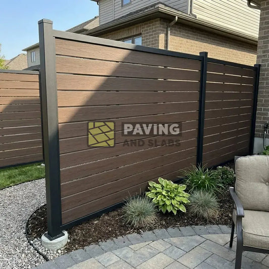 Dark chocolate composite fencing kit with posts for modern outdoor garden screening UK
