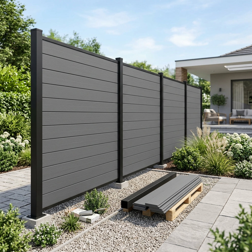Premium Composite Fencing Panel Kit Grey 20.7cm x 1.8m