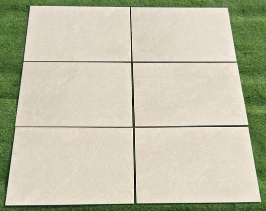 Getafe Beige porcelain paving slabs close-up texture detail