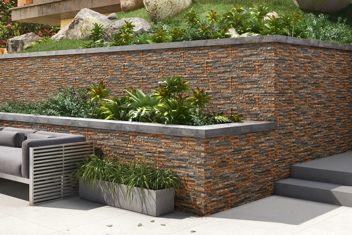 London Rustic 600x150 Porcelain Outdoor Cladding - Stylish Gardens