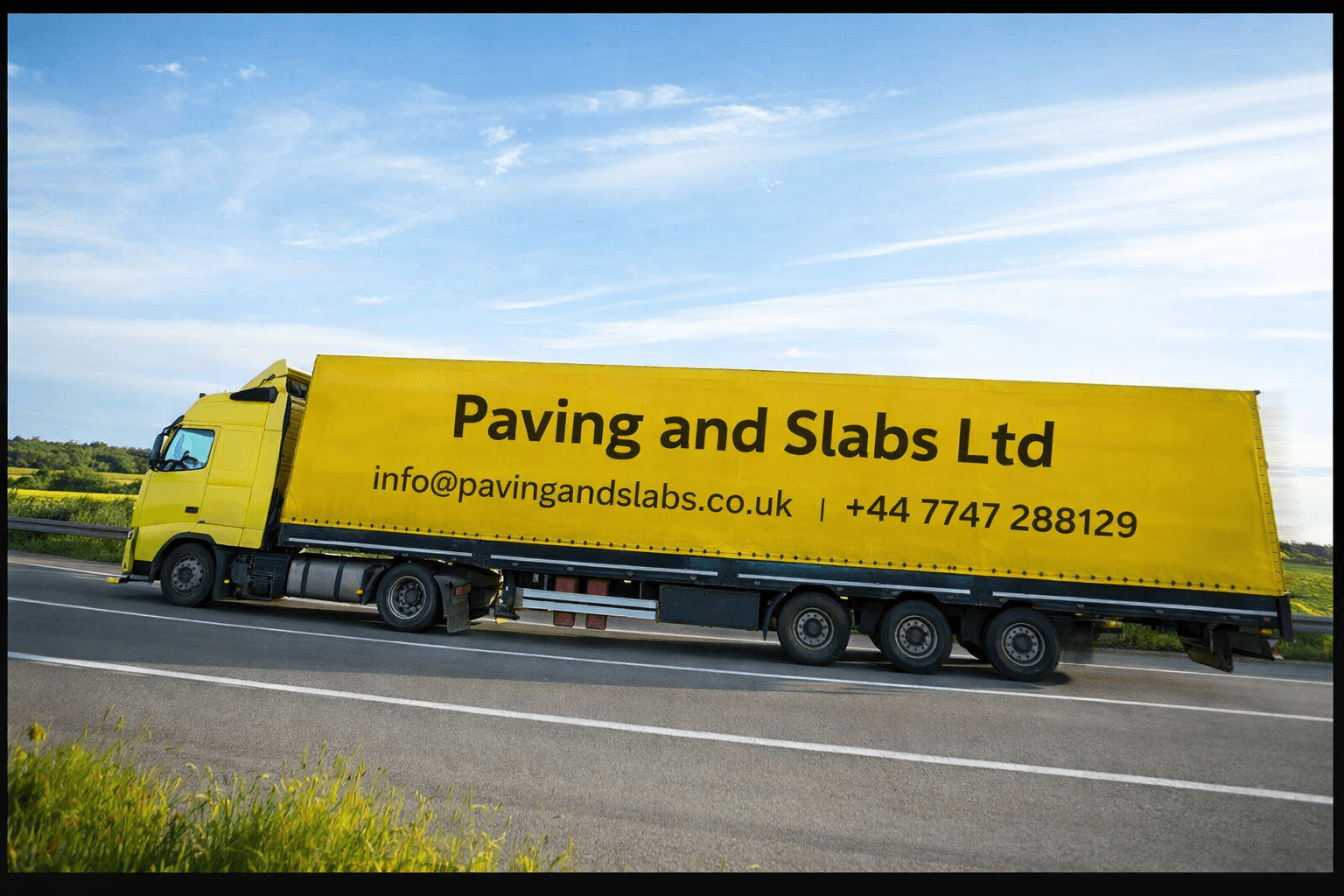 Banner Image of a Delivery Truck of Paving and Slabs Ltd in the UK