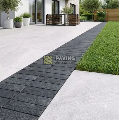 Anthracite dark edging cobbles 200x100 setts for garden patio borders and paving slabs   