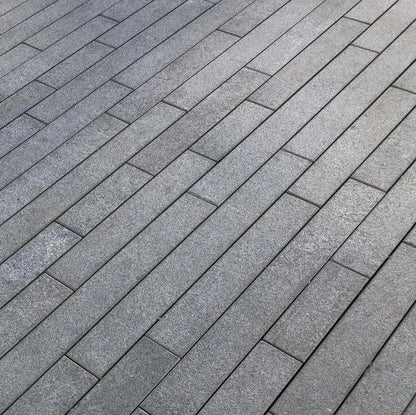 Black granite paving planks linear natural stone slabs for outdoor patios UK
