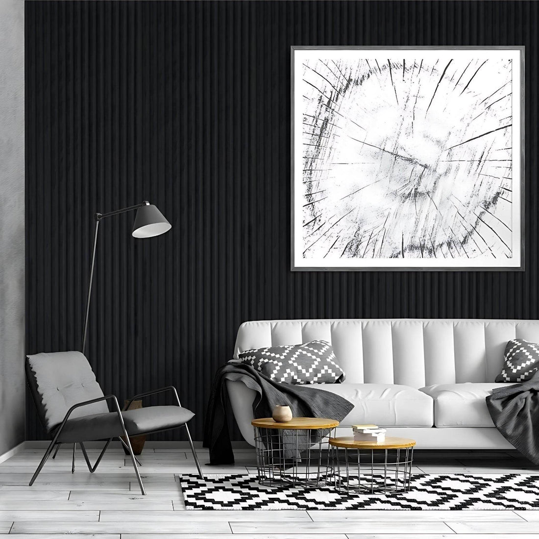 Black curved acoustic wall panel 240cm x 60cm for modern interiors