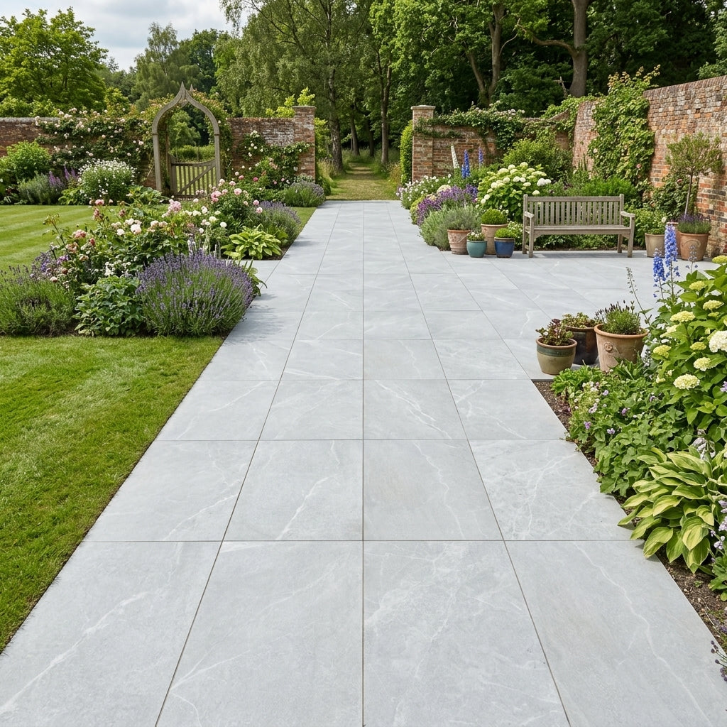 Bodo White Porcelain Paving Slabs 900x600x20 mm (21.6 SQM, 40 Slabs Per Pack)
