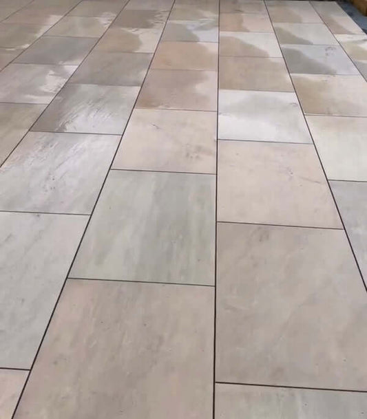 Modern driveway using Bristol Green paving slabs in the UK