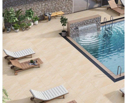 Canterbury Beige porcelain paving slabs for UK patios and gardens
