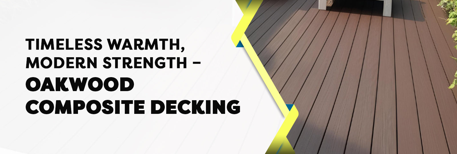 Teak composite decking boards installed alongside artificial turf