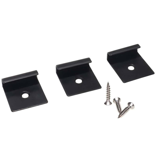Composite decking starter clip set with screws, used for securing initial decking boards