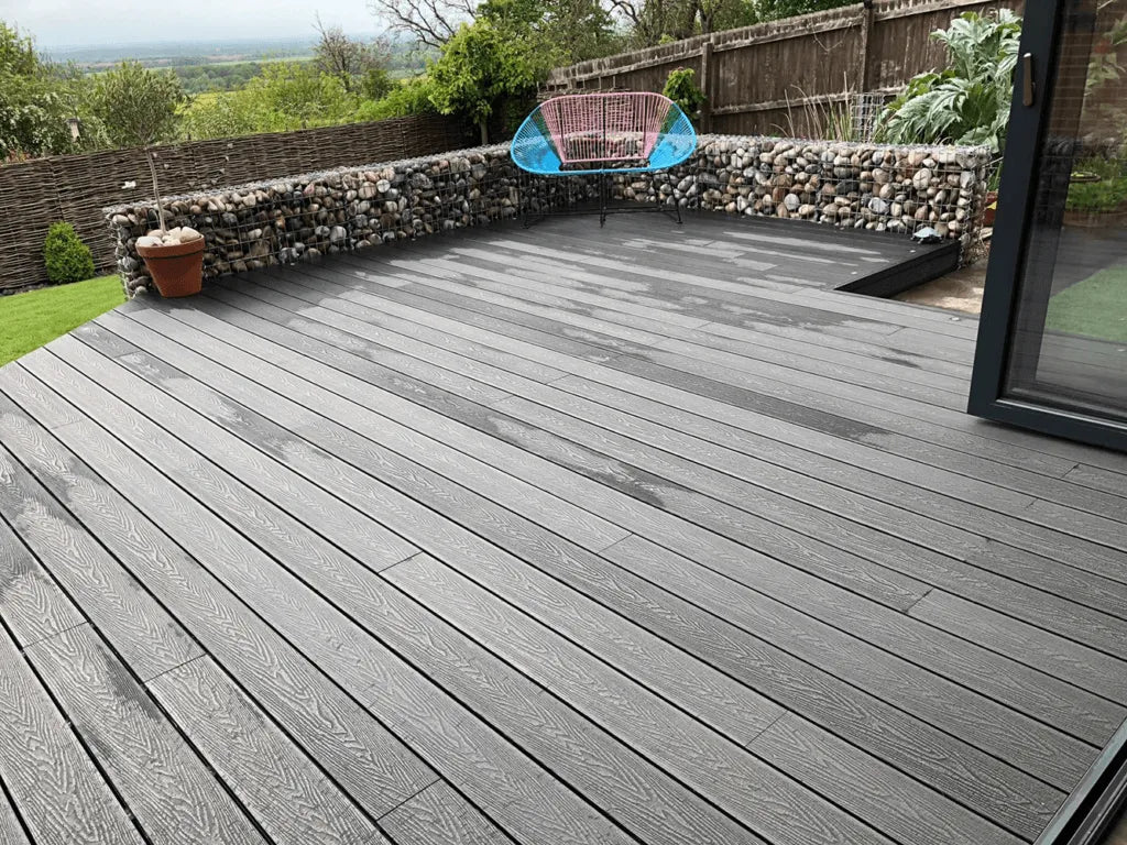 High quality grey composite decking boards for garden patio areas UK
