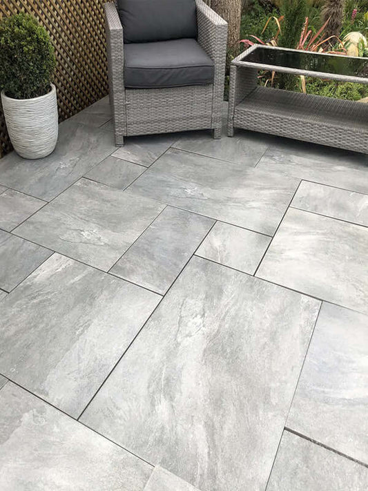 EC Grey Porcelain Patio Slabs Mix Pack (21.06 SQM, 72 Slabs Per Pack)