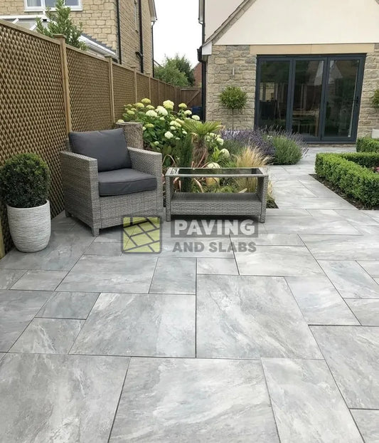 Cheap porcelain paving EC Grey patio pack slabs UK for modern outdoor garden areas