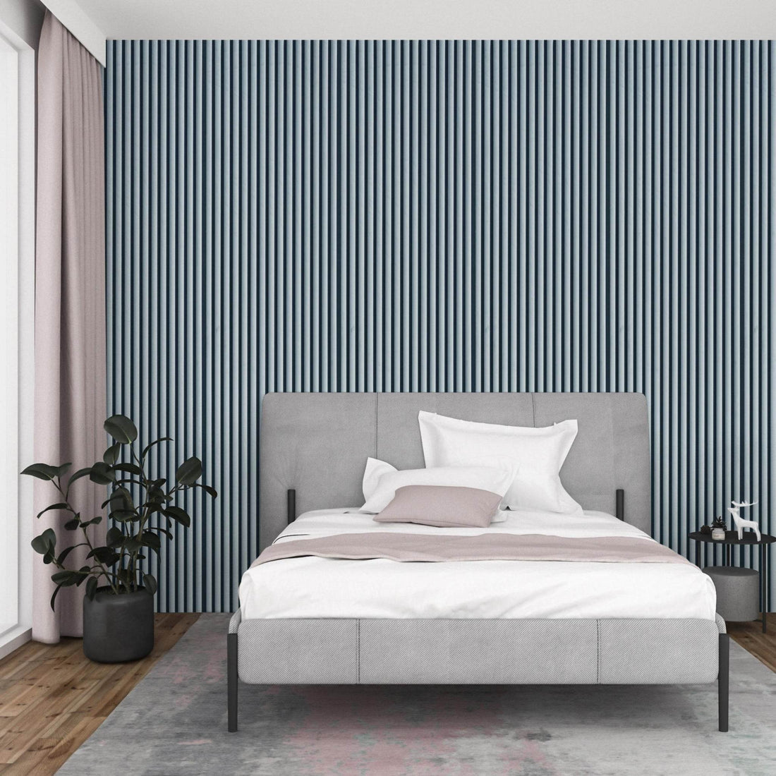 Grey curved acoustic wall panel 240cm x 60cm for office and home walls