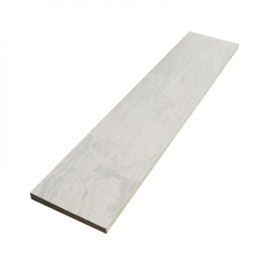 Linear Paving in Kandla Grey, slim plank style tiles for clean outdoor edges.