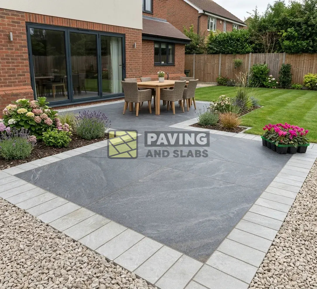 Kandla Grey porcelain edging setts 200x100 for modern garden path borders and paving slabs UK