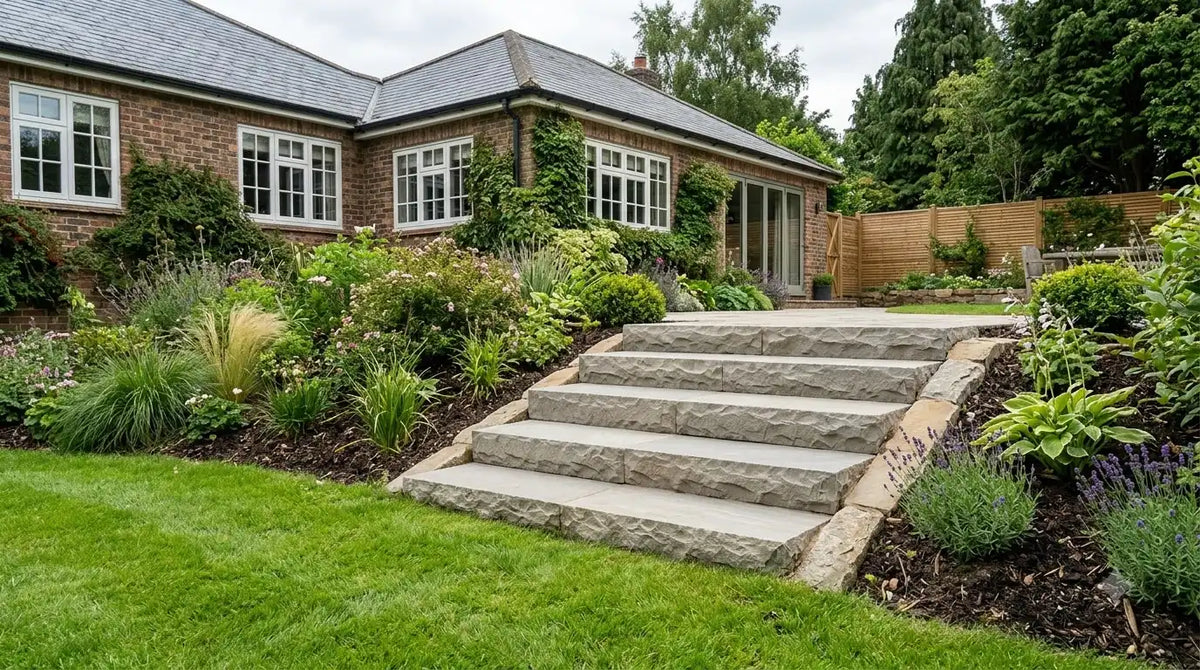 Kandla Grey Indian Sandstone step stone measuring 100x35cm