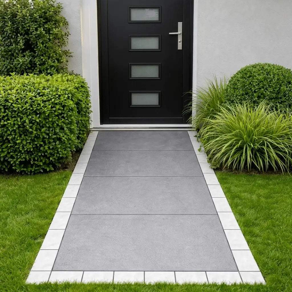 Quartz White porcelain paving slab texture sample