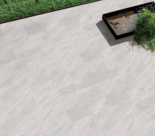 Shadow grey porcelain paving slabs for modern patios