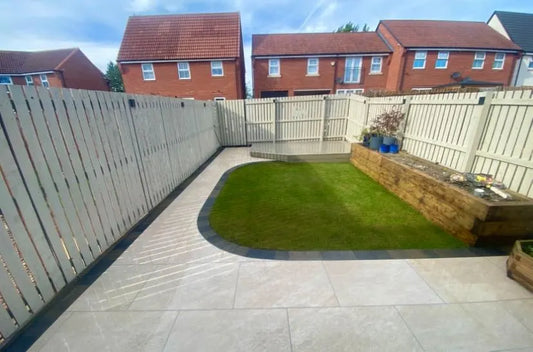 Windsor Quartz porcelain paving near me for garden patio landscaping UK